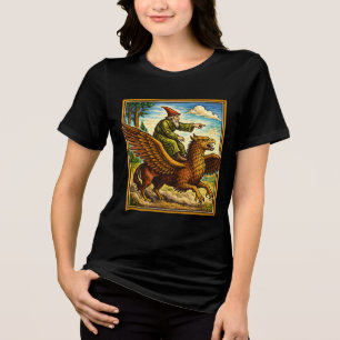 Triblenda Camiseta Retro Medieval Fantasía de Jinete de Cara