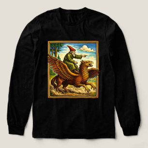 Triblenda Camiseta Retro Medieval Fantasía de Jinete de Cara