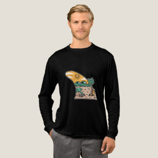 Triblenda Camiseta Retro Surf Fin Escena de Playa