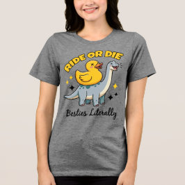 Triblenda Camiseta Ride Or Die Besties, Dinosaurio Pato Dive