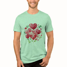 Camiseta Romántica de Corazones de Acuarela y Foll