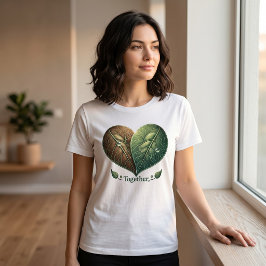 Triblenda Camiseta Romántica de Mujer Corazón de Hoja Juntos