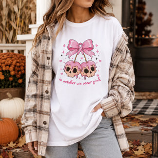 Triblenda Camiseta rosa de Halloween para concientización so
