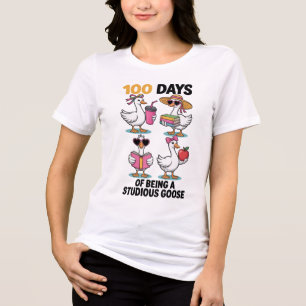 Triblenda Camiseta Silvestre Ganso Estudioso 100 Días