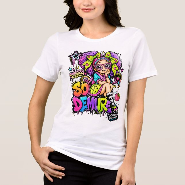 Triblenda Camiseta StarBerry™ So Demure Graffiti Arcoíris (Anverso)