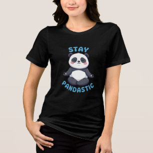 Triblenda Camiseta Stay Pandastic, Meditación Divertida de P