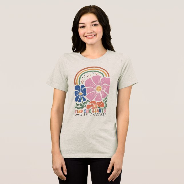 Triblenda Camiseta Tri-Blend Citas Florales Boho (Anverso Completo )