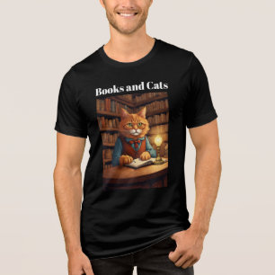 Triblenda camiseta Tri-Blend de libros y gatos