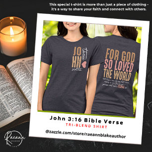 Triblenda Camiseta Tri-Blend del versículo bíblico Juan 3:16