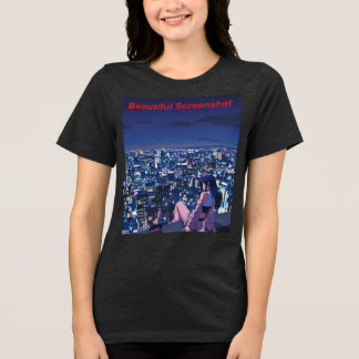 Triblenda Camiseta Tri-Blend Femenina de Retro Anime Nightsc