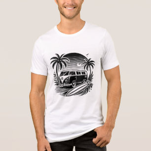 Triblenda Camiseta Tri-Blend Retro Surf Van & Palm Trees Des