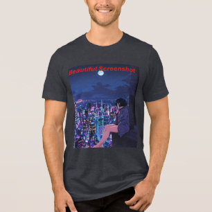 Triblenda Camiseta Tri-Blend Vista Noche de Anime de los 90
