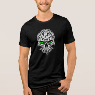 Triblenda Camiseta Tribal Cráneo Ojos Verdes - Ropa Oscura