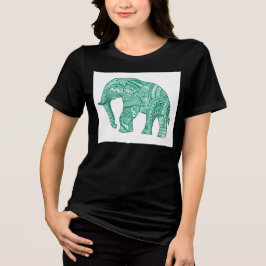 Triblenda Camiseta triblend de mujer con elefante Zentangle