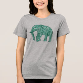 Triblenda Camiseta triblend de mujer con elefante Zentangle
