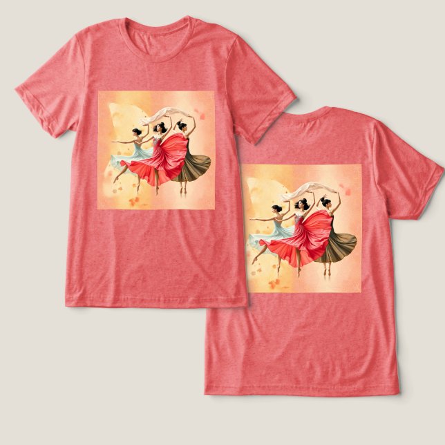 Triblenda Camiseta Trimezcla de danza femenina masculina (Diseño Anverso y Reverso)
