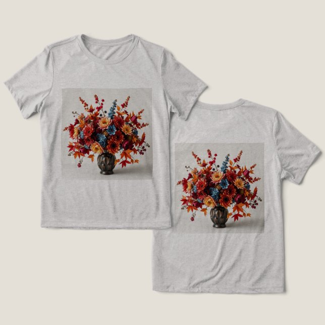 Triblenda Camiseta trinitosa de ramos gris de otoño para muj (Diseño Anverso y Reverso)