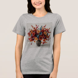 Triblenda Camiseta trinitosa de ramos gris de otoño para muj