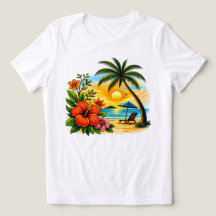Camiseta Tropical Paradise Sunset Beach para Mujer