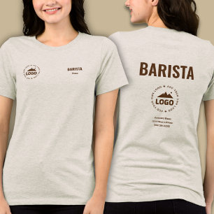 Triblenda Camiseta uniforme de barista con logotipo y nombre