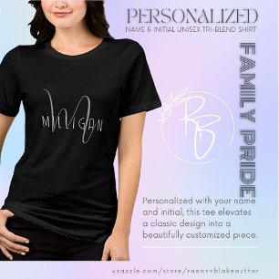 Triblenda Camiseta Unisex de Tri-Blend con Nombre e Inicial 