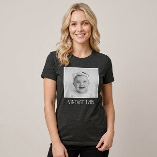 Triblenda Camiseta Unisex Personalizada Vintage Con Foto Y A
