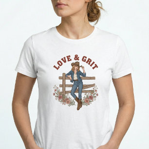 Triblenda Camiseta vaquera occidental boho de chica de campo