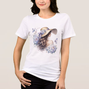 Triblenda Camiseta vintage floral Blue Blossom Lady