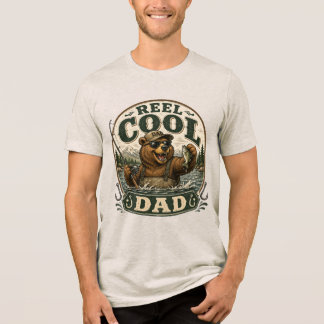 Triblenda Camiseta Vintage Oso de Pesca Papá Genial Reel