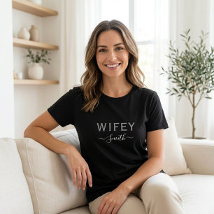 Triblenda Camiseta wifey  Camiseta básica para mujeres