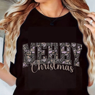 Triblenda Camuflaje Camiseta Impresa Feliz Navidad