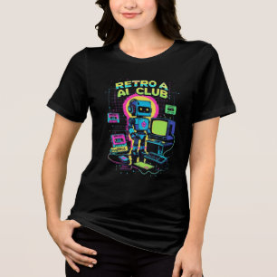 Triblenda Club Retro AI - Camiseta Robot Pixel Art T-Shirt d