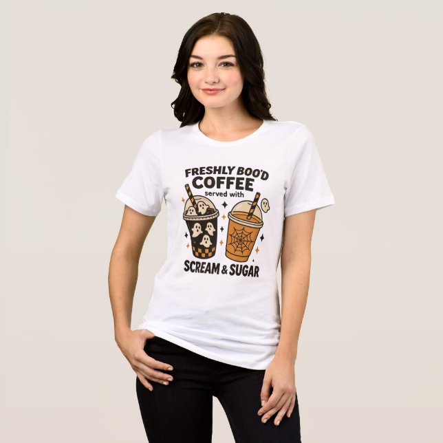 Triblenda Coffee de Boo recién hecho Camiseta de Halloween - (Anverso Completo)