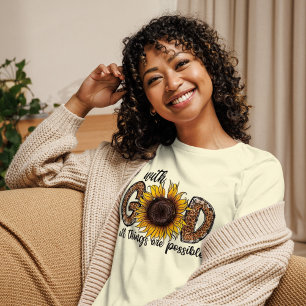 Triblenda Con la camiseta de las mujeres del girasol leopard