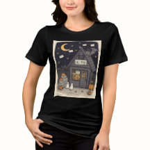 Cute Ghost Bat Camiseta de Halloween para Mujeres 