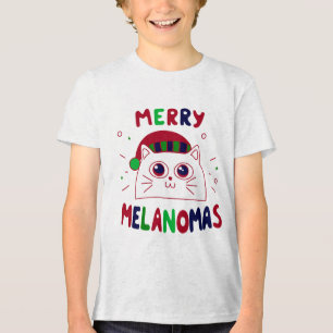 Triblenda Cute Santa Cat Melanomas Camiseta de Navidad