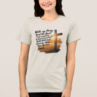 Triblenda Despertar camiseta de mujer, rezar, leer la palabr