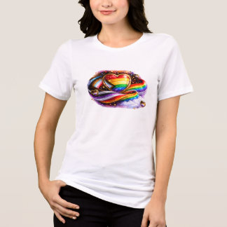 Triblenda Diseño de camiseta con corazón de arcoíris de orgu