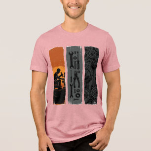 Triblenda Diseño de camiseta tríptico de herramientas de mec