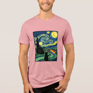 Triblenda Diseño de camiseta vectorial de paisaje nocturno d
