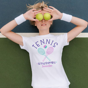 Triblenda "El tenis es mi terapia" camiseta personalizada pa