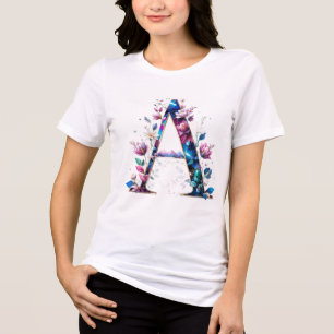Triblenda Elegante floral una camiseta inicial para ella