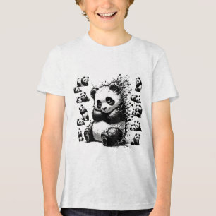 Triblenda Encantadora Camiseta Panda de color blanco y negro