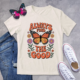 Triblenda Encuentra siempre la camiseta de la mariposa retro