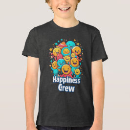 Triblenda Equipo de Felicidad - Camiseta Juvenil Cute Smiley