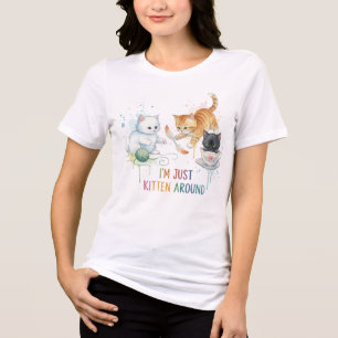 Triblenda "Estoy Solo Jugando con Gatitos" Camiseta de Pun c