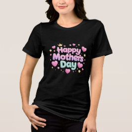 Triblenda Feliz Día de la Madre Camiseta con Letra Burbuja L