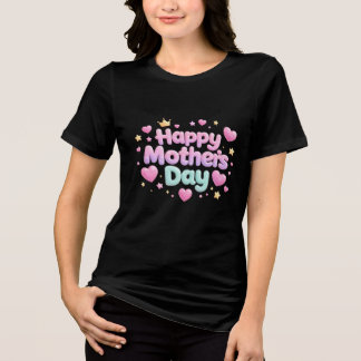 Triblenda Feliz Día de la Madre Camiseta con Letra Burbuja L