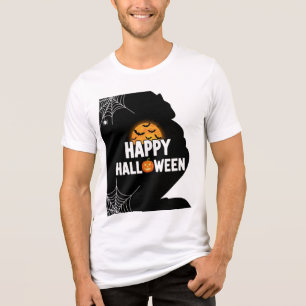 Triblenda Feliz luna de Halloween y camiseta araña web