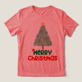 Triblenda "Feliz Navidad" Camiseta de mujer con árbol de Nav